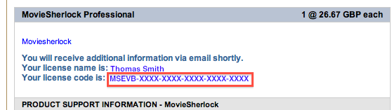 MovieSherlock license code